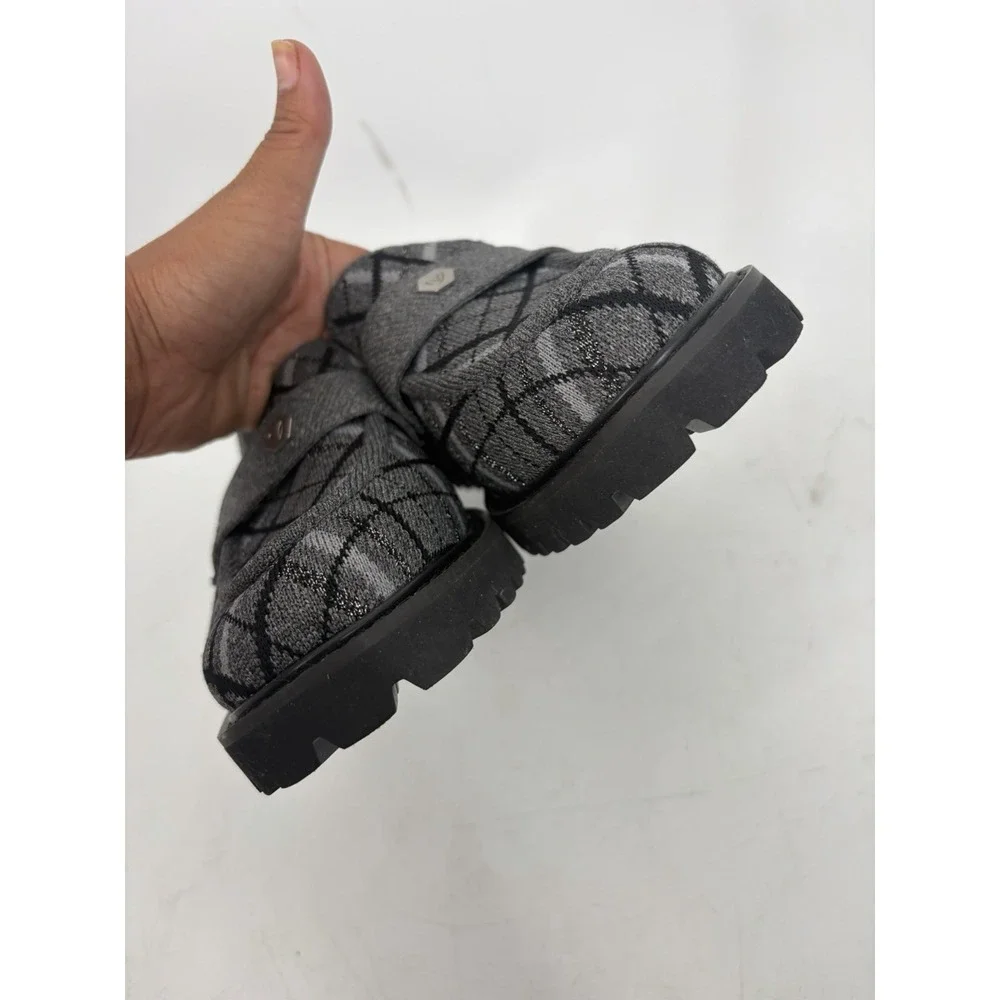 VIVAIA Francesca Grey Plaid Platform Chunky Heel Loafers Round Toe Knit 40.5 9.5